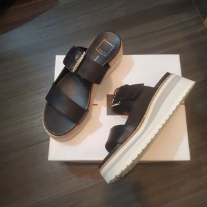 Dolce Vita Macen Black Leather Platform Sandals